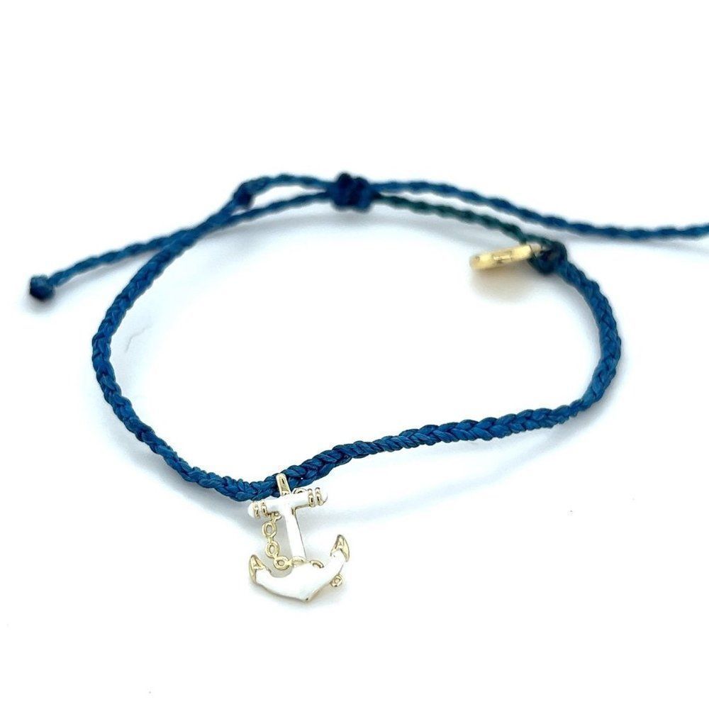 Pura Vida White Enamel Anchor Bracelet‎